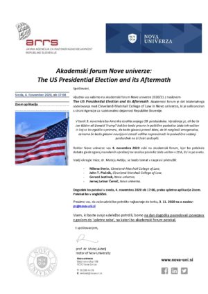 Akademski forum Nove univerze: The US Presidential Election and its Aftermath