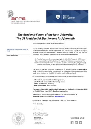 Academic Forum of the New University dedicated to the US Presidential Election and its Aftermath
