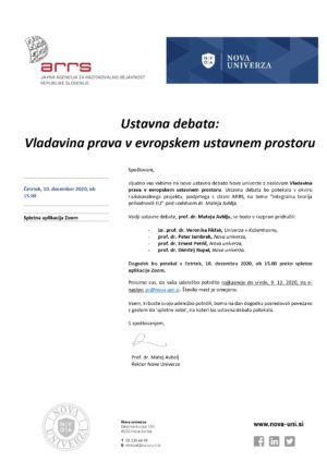 Ustavna debata Nove univerze: Vladavina prava v evropskem ustavnem prostoru