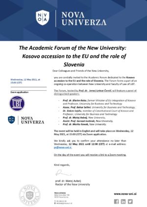 Academic Forum: Kosovo accession to the EU and the role of Slovenia