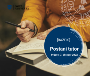 [RAZPIS] za študentsko tutorstvo v študijskem letu 2022/23