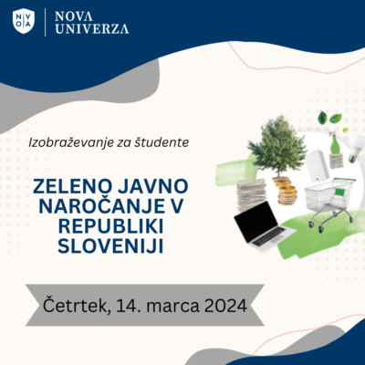 [VABILO] Izobraževanje na temo “Zeleno javno naročanje v Republiki Sloveniji”, 14. 3. 2024